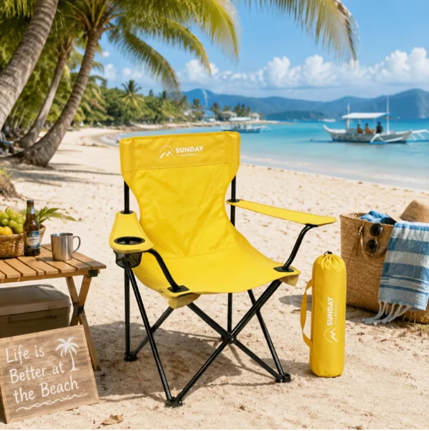 30% OFF Sunday Outdoor Foldable Portable Camping Chair for Adults, Supports 275Lbs And Includes Storage Bag