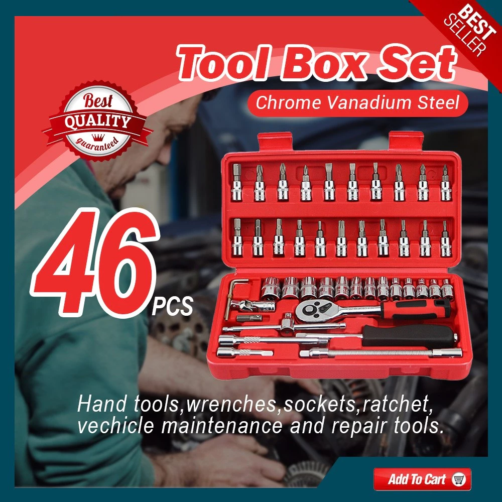 44% OFF 10/40/46pcs Tool Set – Car & Motorcycle Repair Kit with Hand Tools for Home Service & DIY