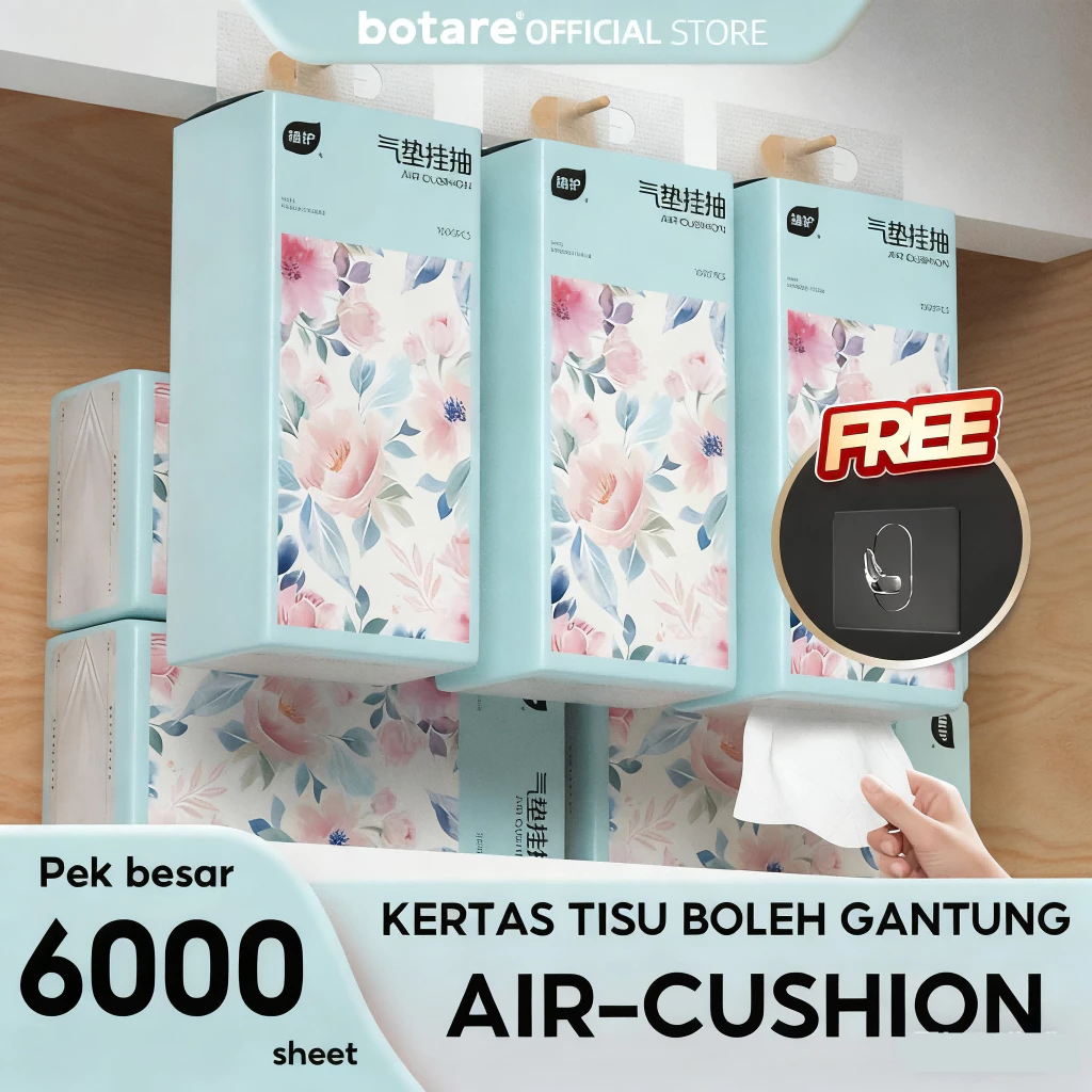 39% OFF [6 packs] Botare Air Cushion Tissue Deluxe Soft Pack Facial Tissue Large 4-ply Baby tissue 1000 sheets