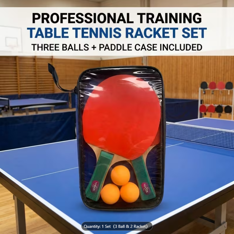 36% OFF Professional Training Double-Sided Rubber Table Tennis Rackets, All-in-One Sports Kit: 2 Ping Pong Paddles, 3 Training Balls and Portable Racket Bags