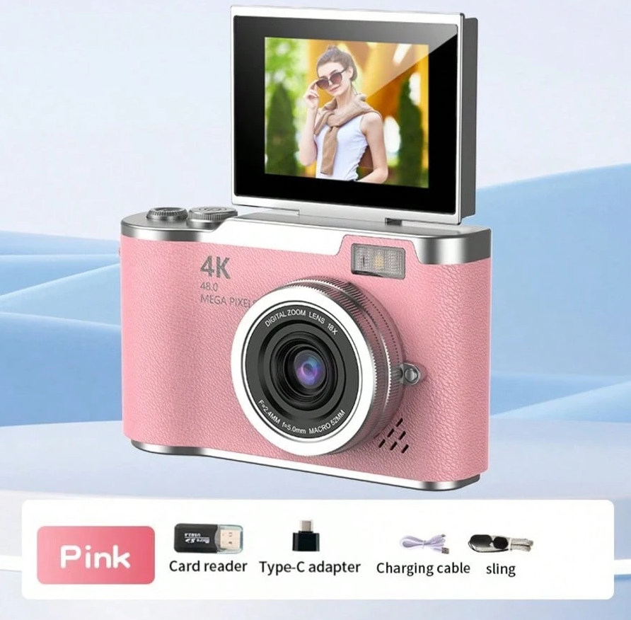 10% OFF 18X Optical Zoom Compact Digital Camera With 48MP Auto Focus, 4K Video, Face Detection, 2.4" Flip Screen, Rechargeable Battery
