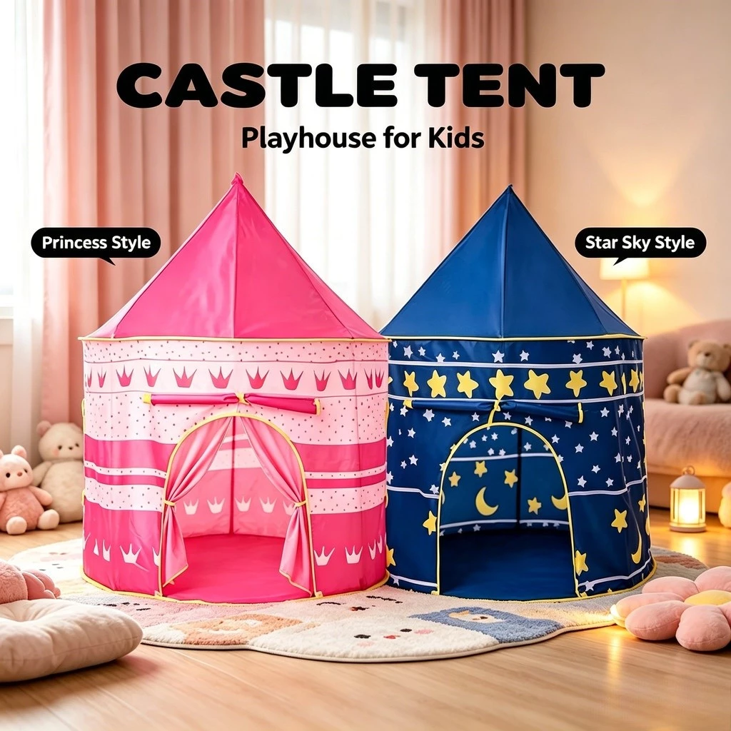 50% OFF Portable Folding Camping Kids Tent Castle Cubby Folds in to A Carrying Case