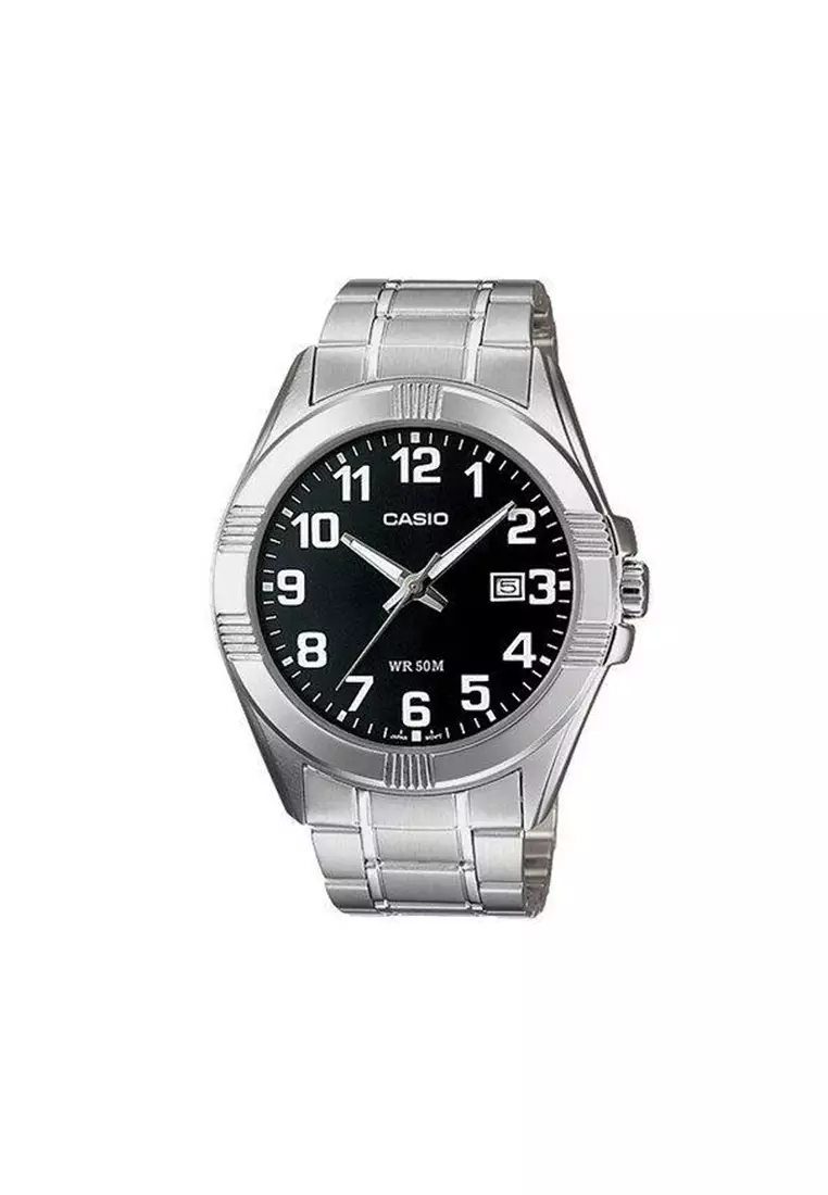 55% OFF Men Analog Watch MTP-1308D-1BV Silver Stainless Steel Strap