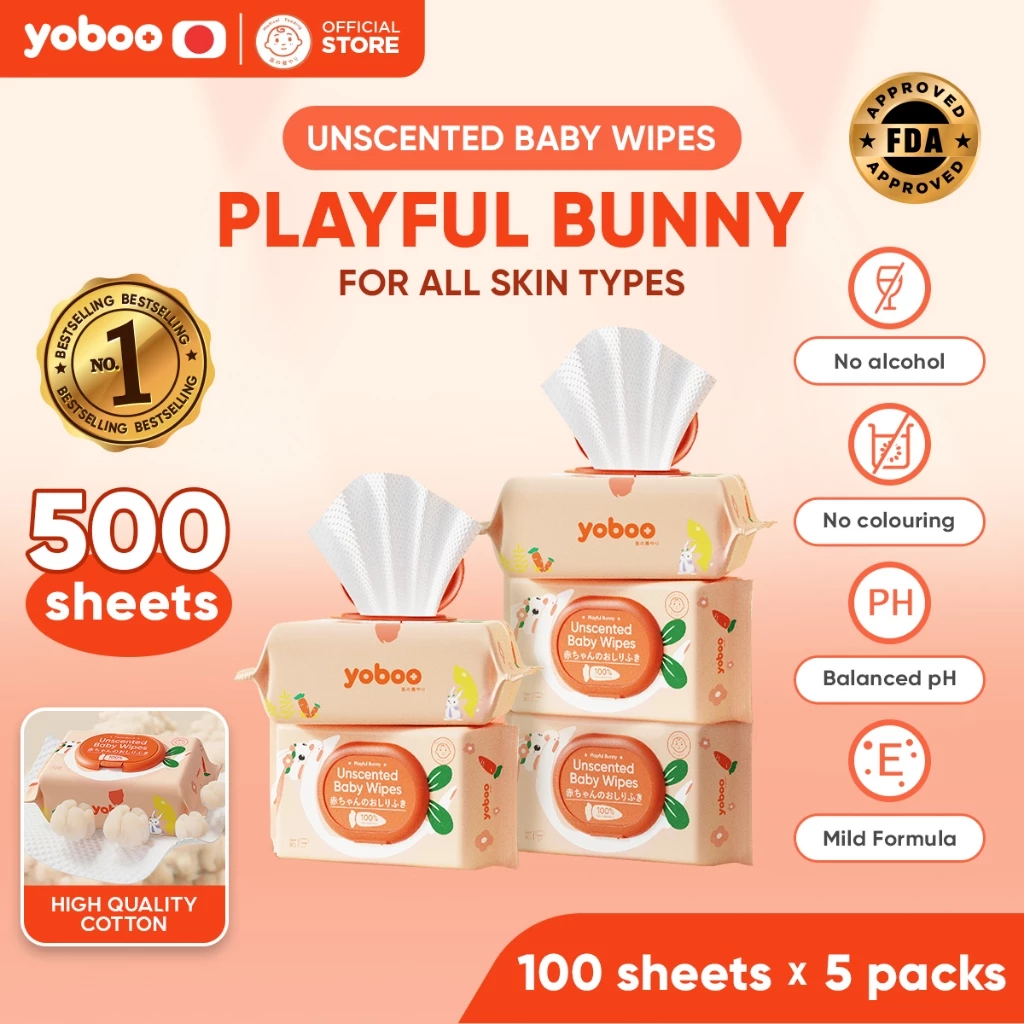 60% OFF Yoboo Unscented Baby Wipes | 500 Sheets I Hygienic | Soft | Alcohol-free