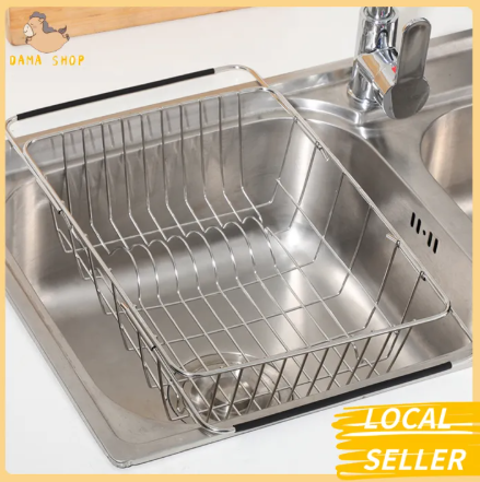 46% OFF 2023 New Stainless Kitchen Sink Rack Shelf Sink Drain Basket Dish Drying Rack Removable