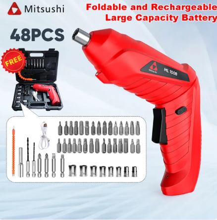 67% OFF Mitsushi ML100B 48pcs Foldable Li-ion Cordless Screwdriver Set with Magnetic Driver Drill Tool Kit And Accessories Barena Portable Drill Set Original