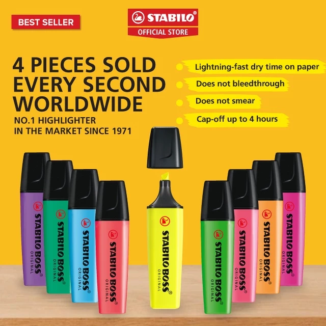 3% OFF STABILO BOSS Original Highlighter Pen Color Set Marker School Office Stationery