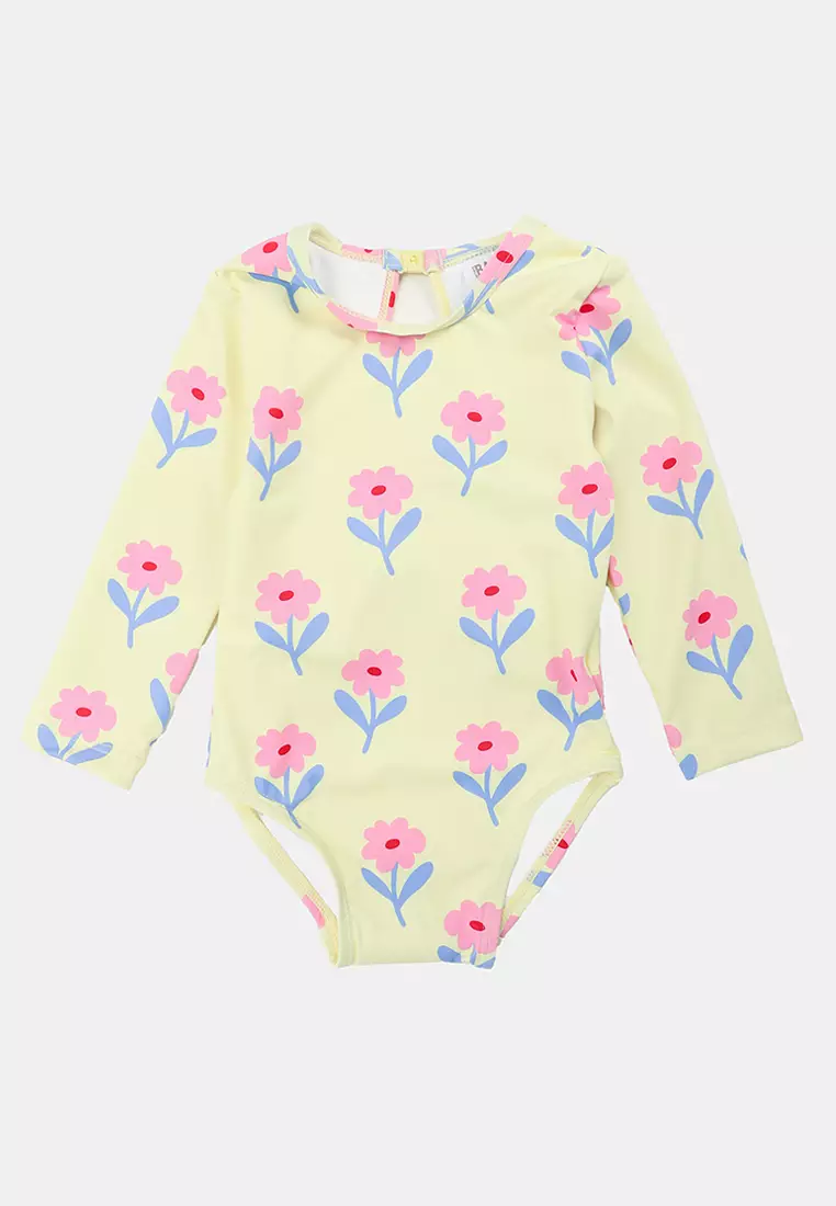 47% OFF Baby Long Sleeves Keyhole Back Swimsuit