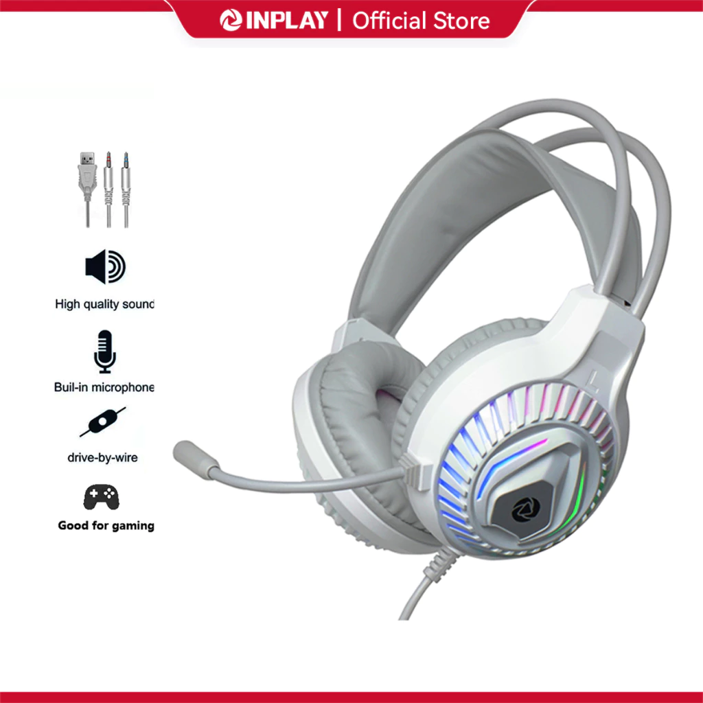 25% OFF Inplay H20 RGB Wired Headset RGB Light Gaming Headset Headphones With Microphone For Pc Laptop