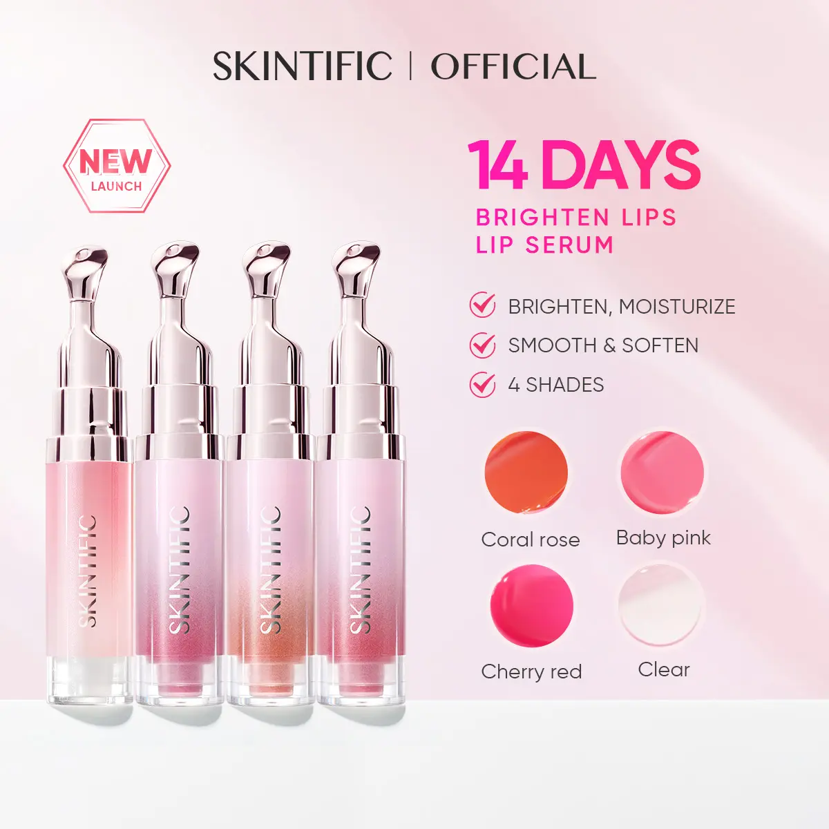 63% OFF [TOP] SKINTIFIC Peptide Brightening Lip Serum 6.5g 4 Colors FDA Approved Brightens and evens out dark Moisturizes nourishes lips Instant hydration & radiance Brighten Even Smooth & Soften