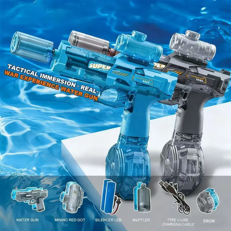 57% OFF julian Electric Water Gun With Flame Effect Children'S High-Speed Rapid-Fire Linked Recoil Water Gunner With Kids Large Capacity Water Spray Nozzle Jet Water Gun Toy
