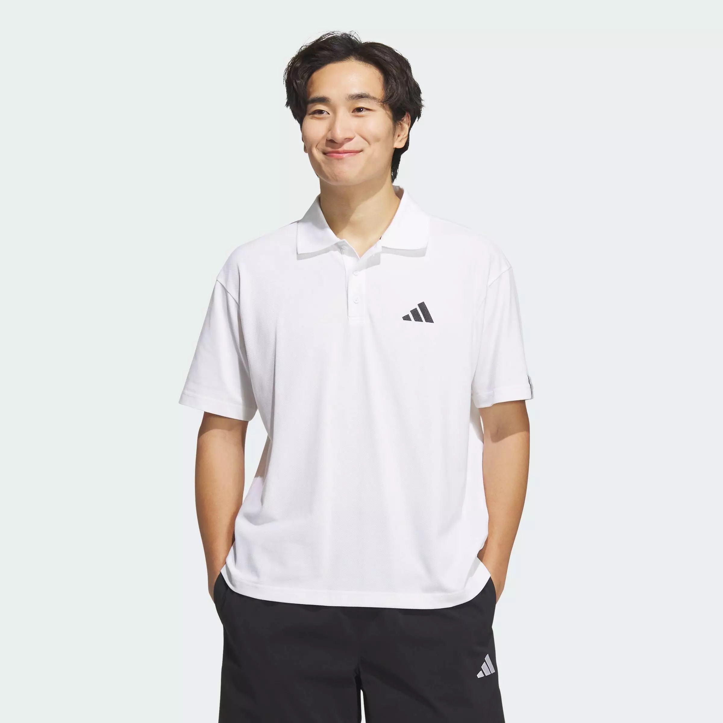 40% OFF ADIDAS Essentials Plus Loose Fit Small Logo Short Sleeve Polo Shirt
