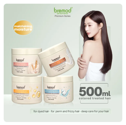 60% OFF Bremod Premium Series Intensive Cocoa Butter Hair Mask Wheat Protein B5 Collagen Argan Oil Moisturize Repair Damage 500ml BR-H046/BR-H047/BR-H048/BR-H049