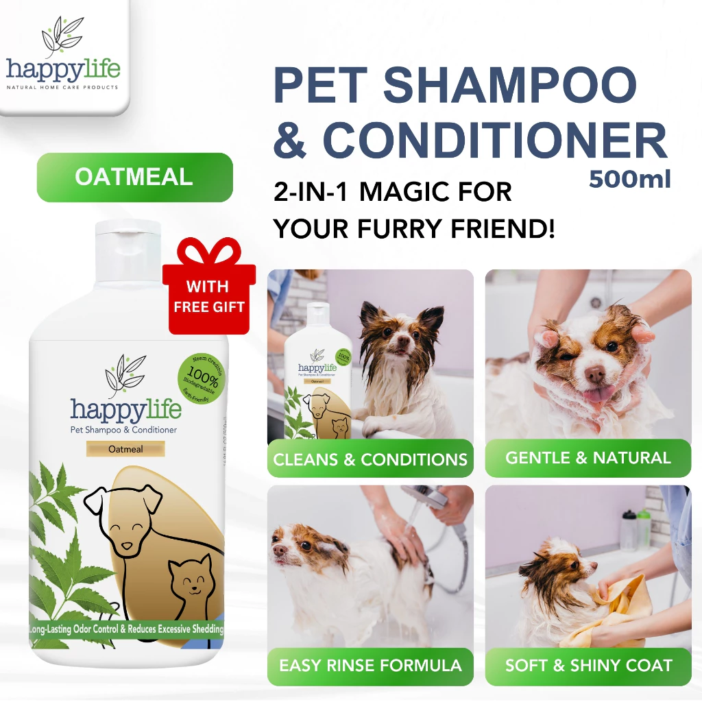 24% OFF Bottle Oatmeal Pet Shampoo and Conditioner for Dogs and Cats, Reduce Shedding, Gently Cleanses