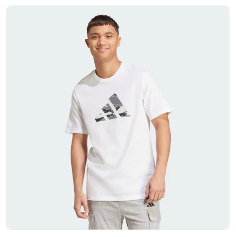 35% OFF Adidas Lifestyle Camo Logo Graphic Tee Men White JM6380