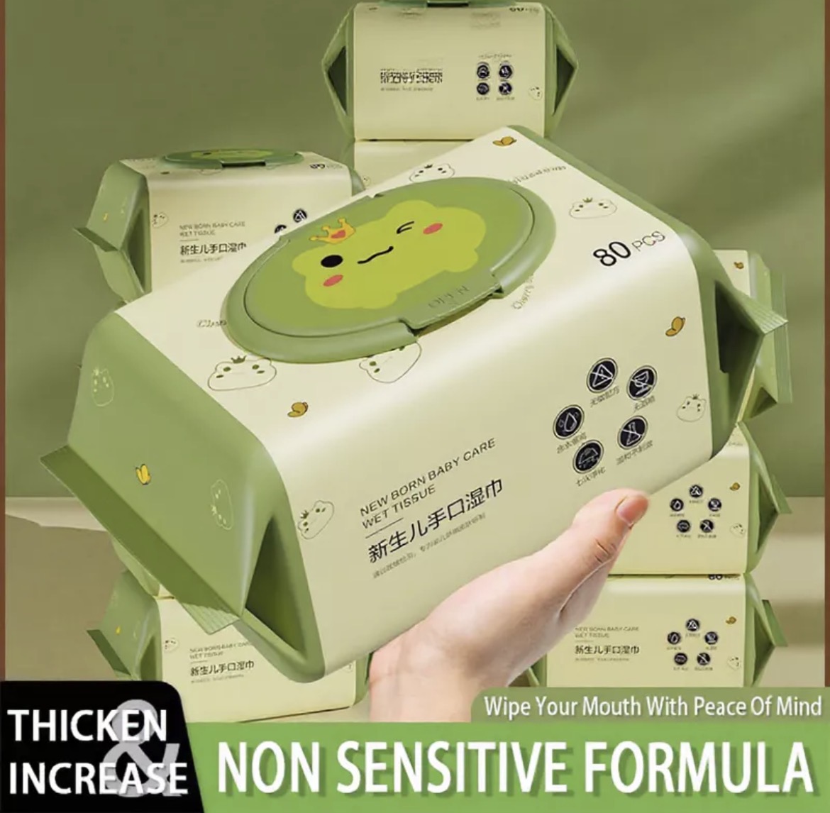 90% OFF ￼Organic Baby Wipes – 100pcs, 99% Water, Hypoallergenic & Alcohol-Free