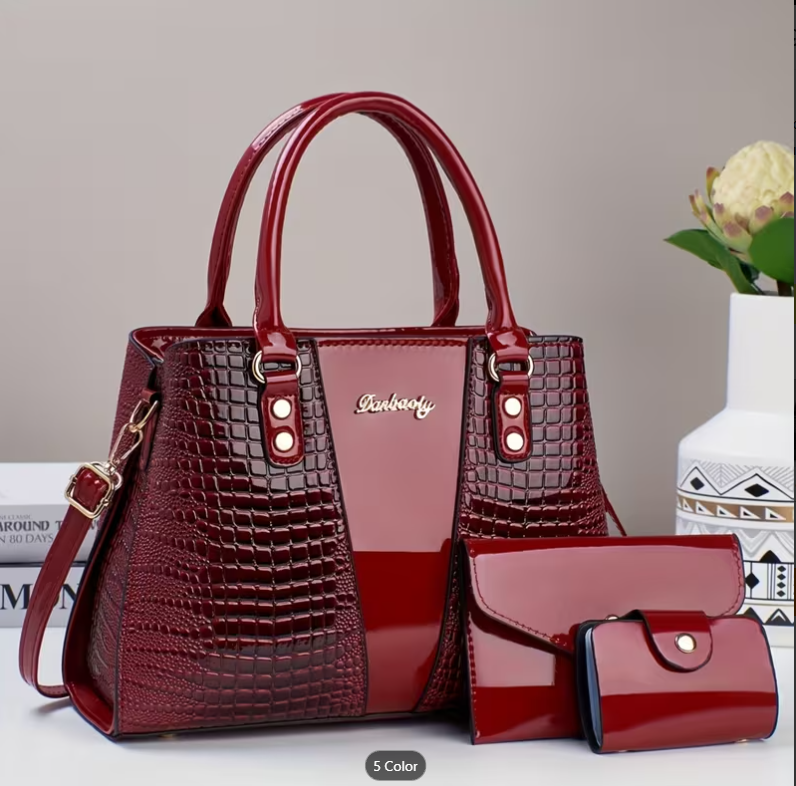56% OFF Bag Sets Three-Piece Bag Set for Women, 2024 New Crocodile Pattern Crossbody Bag, Versatile, Fashionable, Trendy And High-Quality Handbag