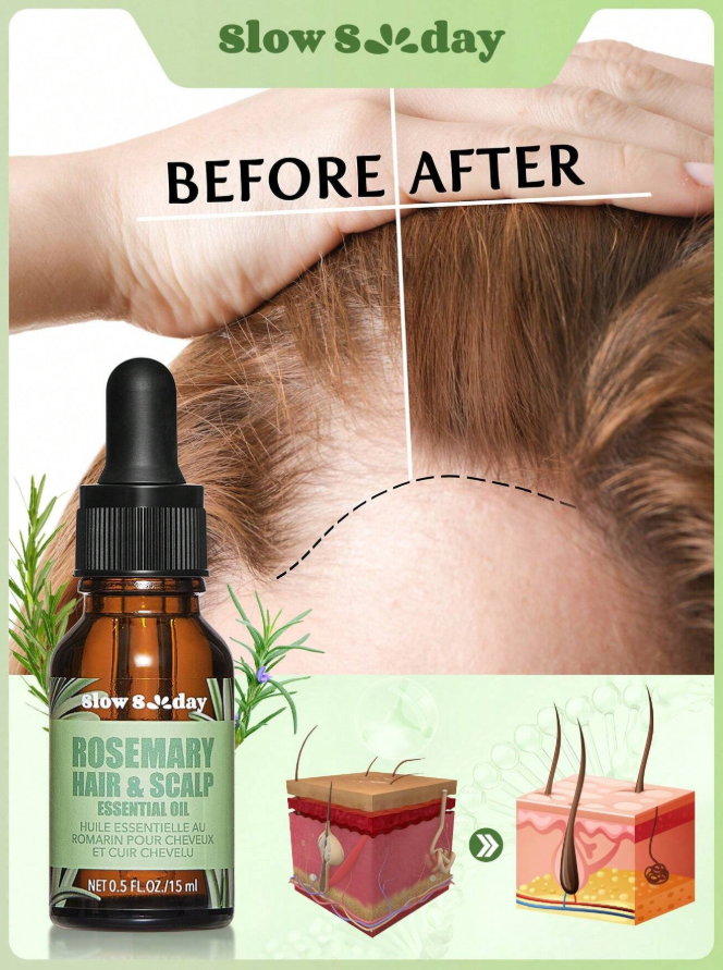 17% OFF Slow Sunday Rosemary Hair & Scalp Essential Oil, Rosemary, Strengthen Hair, Intensive Scalp Care, Suitable For All Hair Types, Good Choice For Vacation, Travel Essentials, Halloween, Suitable For Summer Hair Care