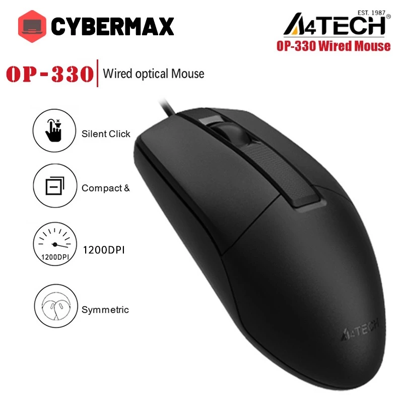 40% OFF A4TECH OP-330 Wired Mouse 1200 DPI Optical Silent Plug&Play USB Mice For Office PC Desktop Laptop