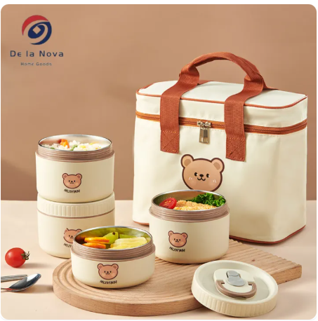 57% OFF DELANOVA Stainless Steel Insulated lunch Box Send Insulation Bag Thermal Lunch Box Microwave Heated