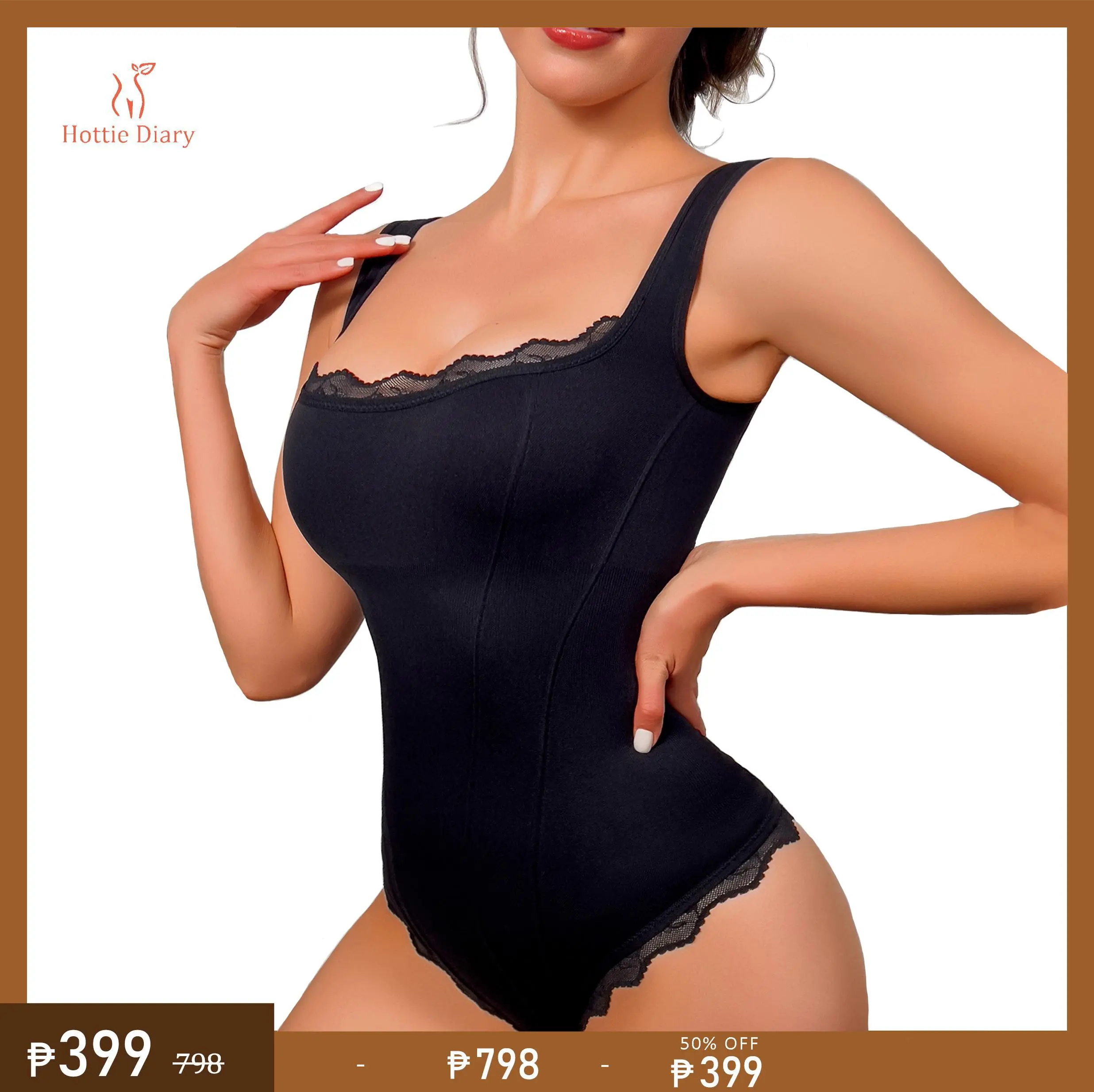 58% OFF [Hottie Diary] Women’s Seamless Camisole with Lace Trim – Breathable and Comfortable Body Shaper Vest