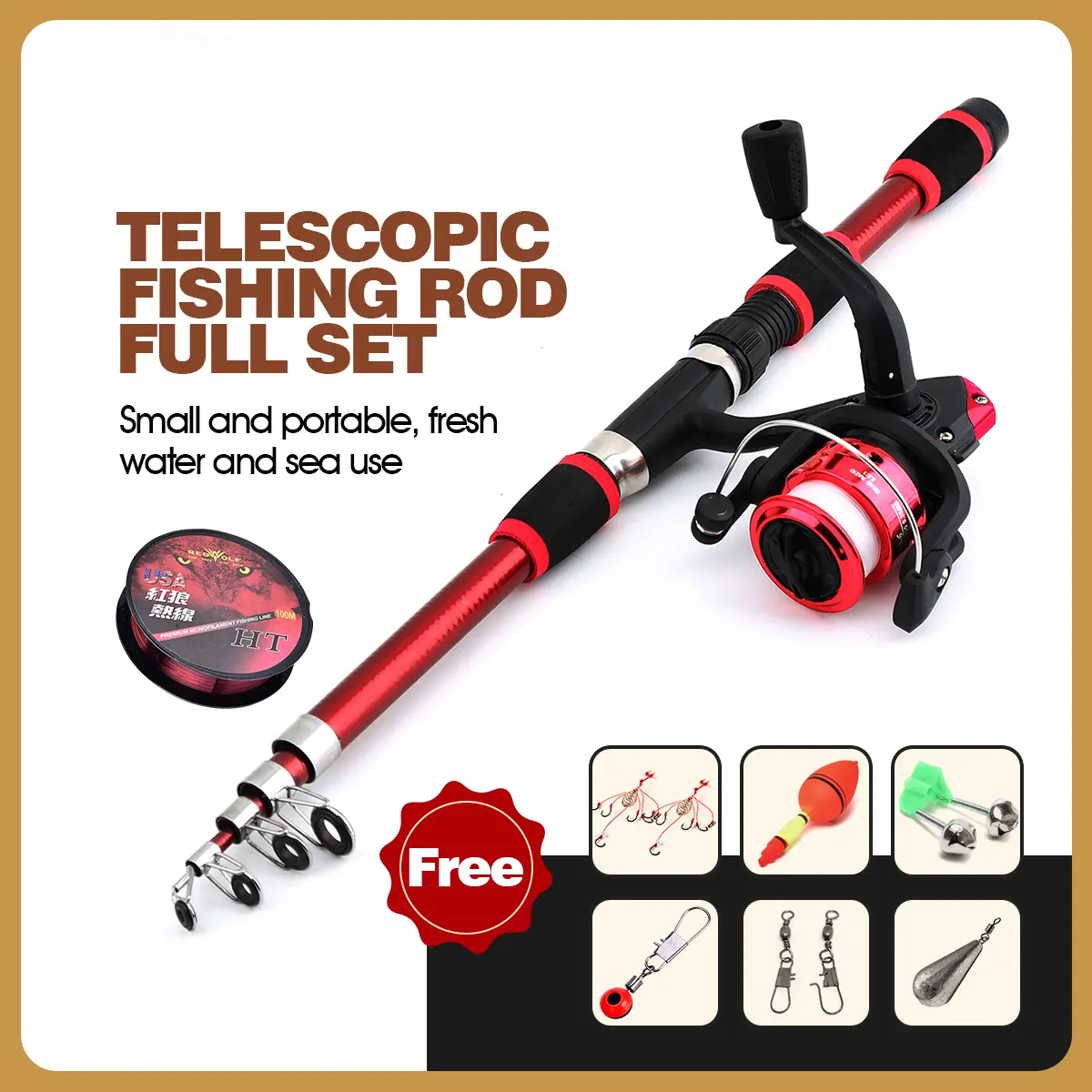 65% OFF 1.8M Fishing Rod Full Set Telescopic Fishing Rod 6 Sections Fishing Reel Fishing Accessories Kit Set