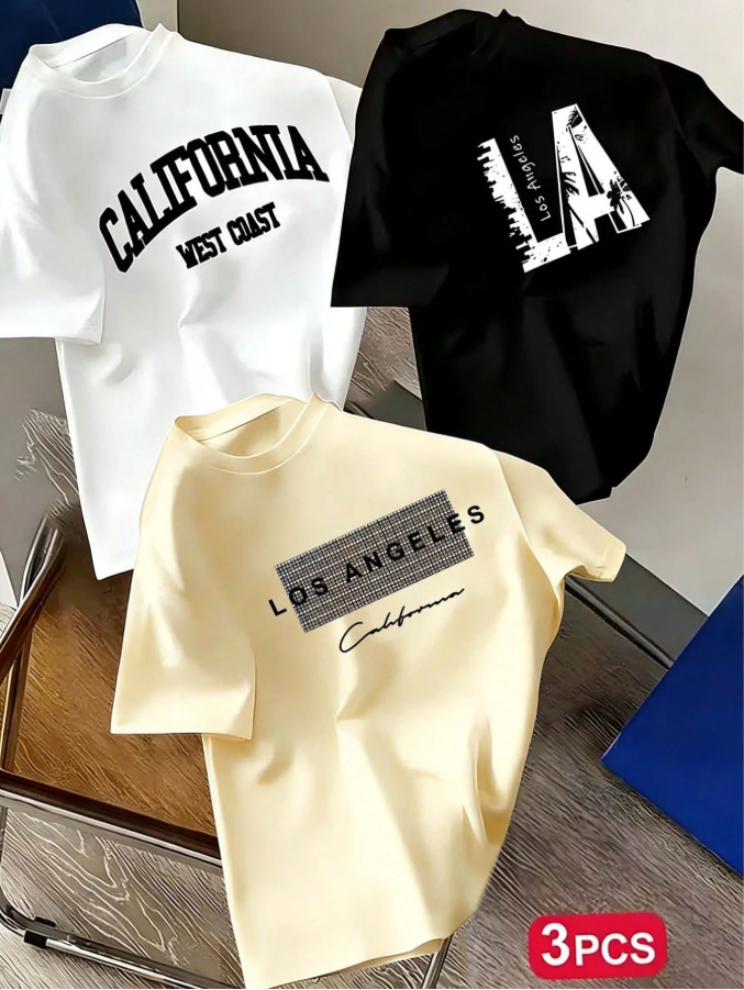 31% OFF 3pcs/Set Tween Boys' Popular City Landmark Print Round Neck Short Sleeve T-Shirts, Suitable For Boys' Daily Wear, Campus, Street Style, Fashionable Summer Tops