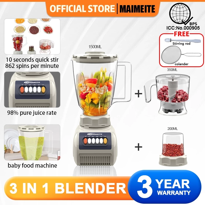 10% OFF Maimeite 3 in 1 blender High Power Multifunctional Juicer Chopper ice crusher White 2 in 1blender