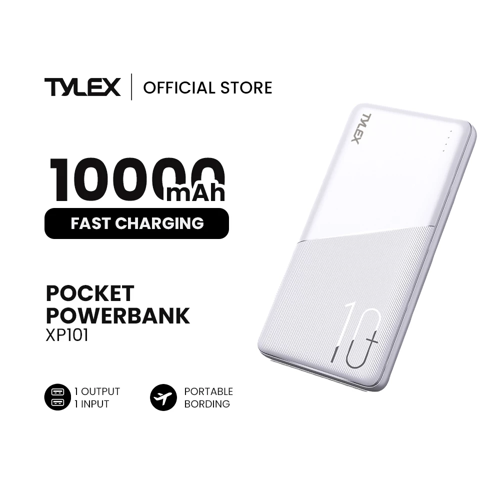28% OFF Tylex XP101 Power Bank 10000mAh Battery 10.5 Watts / 2.1A with USB Output Type-C Input/Output Micro USB Input