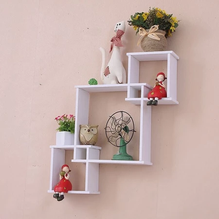35% OFF 3PCS/Set Square Wall Shelf Multi-Lattice Wall Hanging Decoration Creative Walls Deco Stand Racks