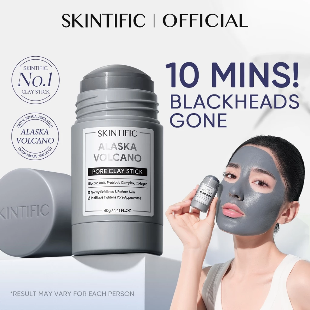 40% OFF [HOT] SKINTIFIC Alaska Volcano Clay Mask Stick 40g Anti black heads Deep Pores Cleansing Remover