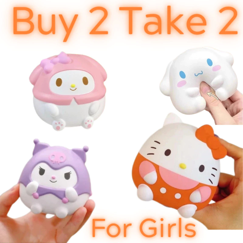 9% OFF Cinnamoroll Squishy Toys Kuromi Fidget Toy Anti Anxiety Sanrio Decompression Toy Squeeze Ball
