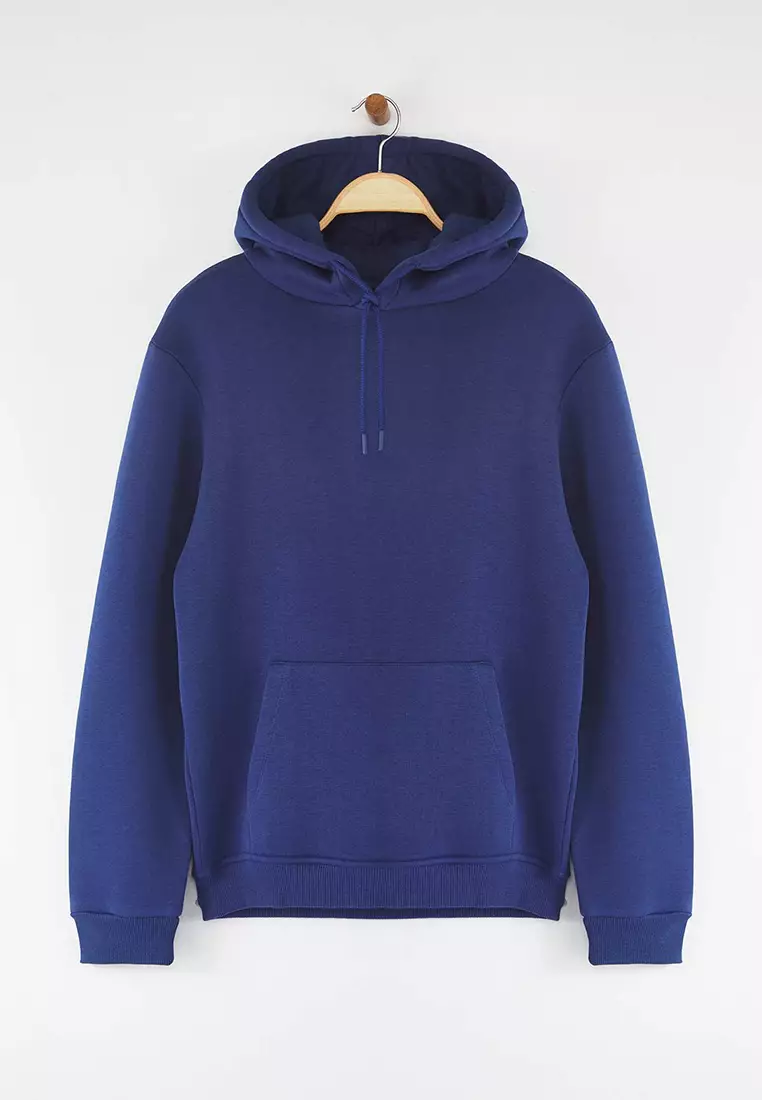 37% OFF Trendyol Navy Blue Regular/Normal Cut Hooded Fleece/Warm Sweatshirt Tmnaw20Sw0163