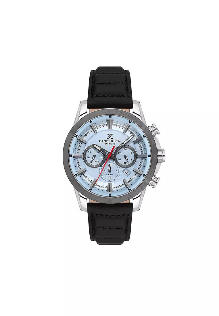 47% OFF Exclusive Men's Chronograph Watch Black Genuine Leather DK.1.14006-3