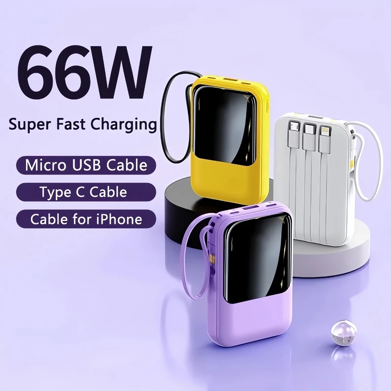 59% OFF power bank 20000mah four-wire powerbank for iphone fast charger With LED lights and display screen