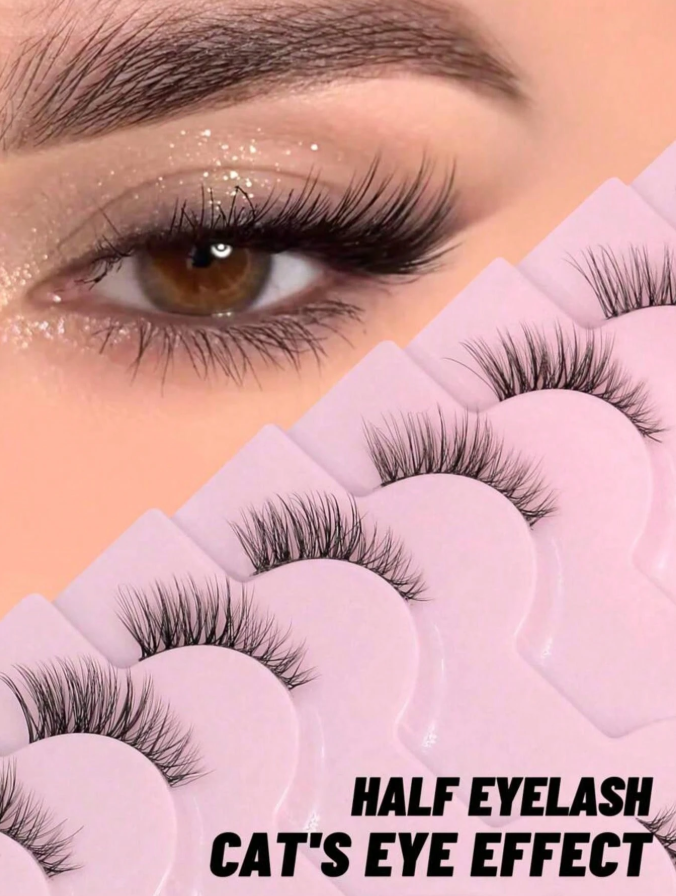 25% OFF Pairs Cat Eye Faux Mink Eyelashes | Transparent Band 3D Lightweight Short | Create A Natural Soft Fluffy Effect,