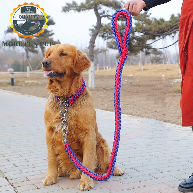 50% OFF big dog collar with leash Rope Pet dog leash for big dogs dog strap training leash dog harness