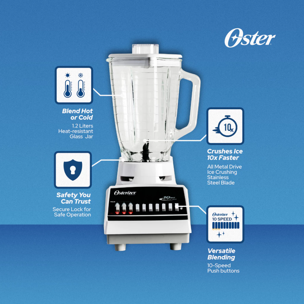 31% OFF Oster 10-Speed Blender with Heat Resistant Glass Jar 1.25L