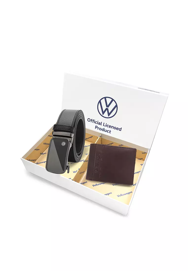 59% OFF Volkswagen Gift Set - Genuine Leather RFID Wallet + 40mm Automatic Belt - Brown / Black