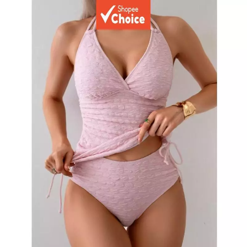 21% OFF European-style Bikini Set for Women - Slimming and Sexy Pink Beachwear with Special Fabric