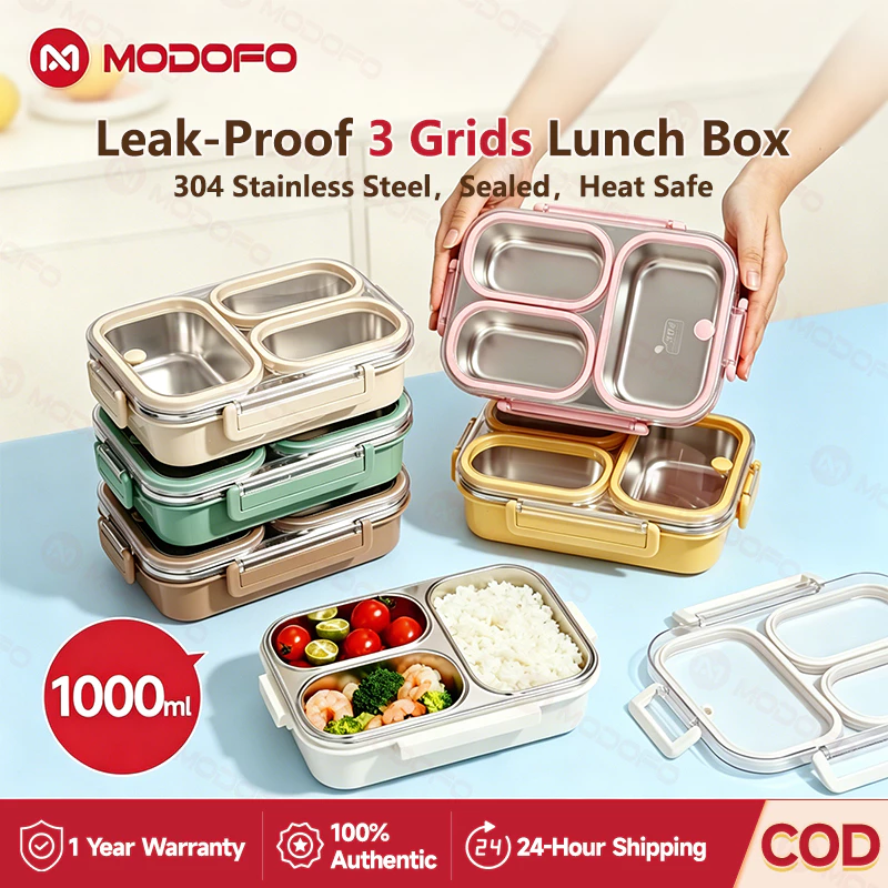 40% OFF Leak-Proof 304 Stainless Steel Lunch Box 1000ml MODOFO Microwaveable Oven Safe Lunch Bento Box