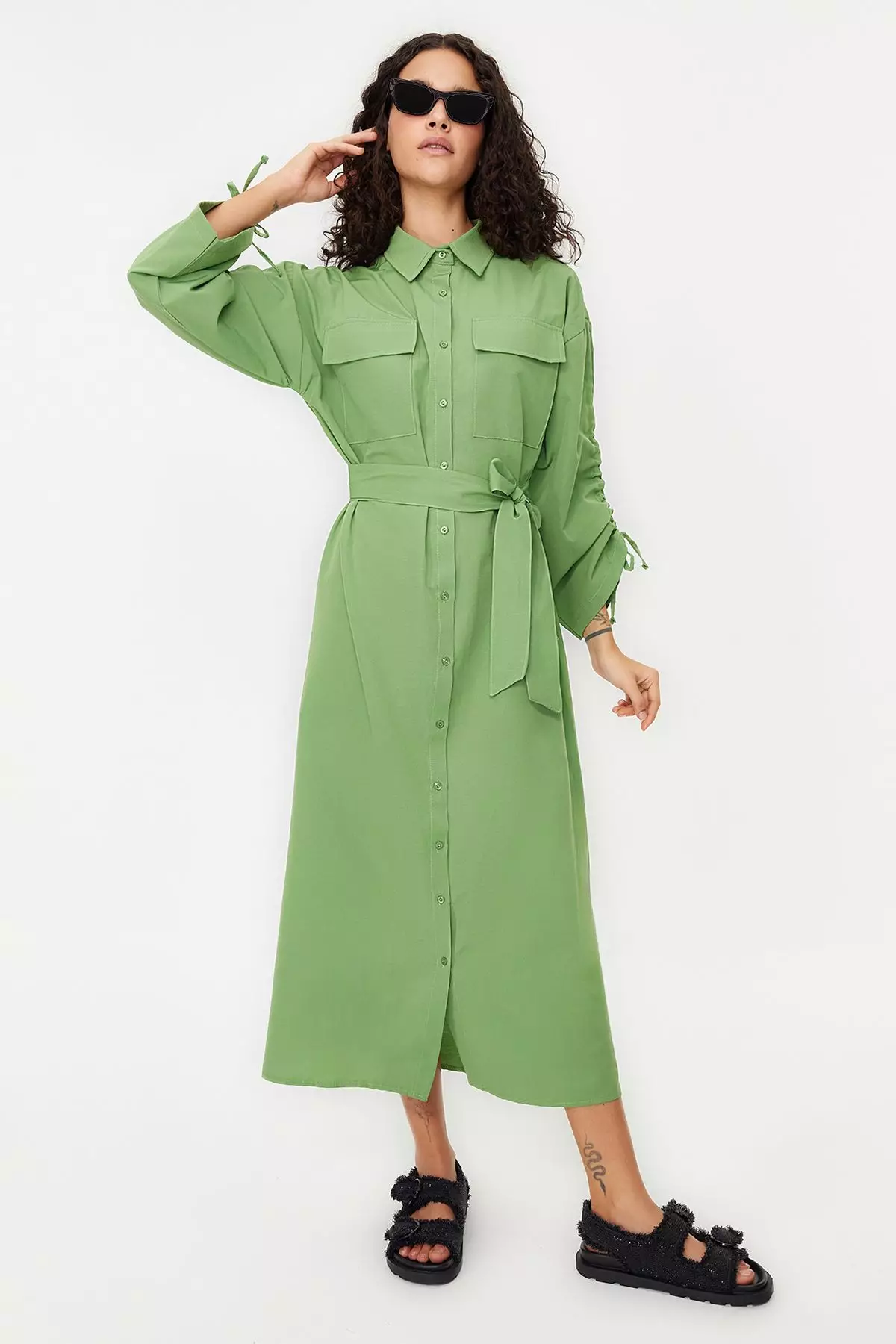 52% OFF Belted Midi Dress