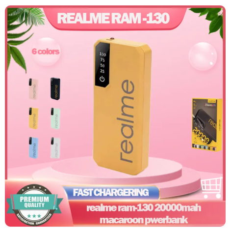 87% OFF Realme RAM-130 20000mAh Universal Compatibility Power Bank with LED Display - Multi-Color Pack