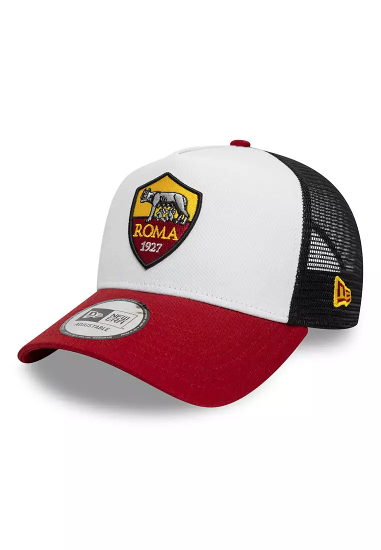 30% OFF NEW ERA  4.9 15 AS Roma Football Club Optic White Scarlet 9FORTY E-Frame Trucker Snapback Cap