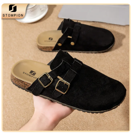 58% OFF STOMPION Leather Clogs Sandals For Men And Women Unisex Half Shoes Couple Slippers Footwear Casual