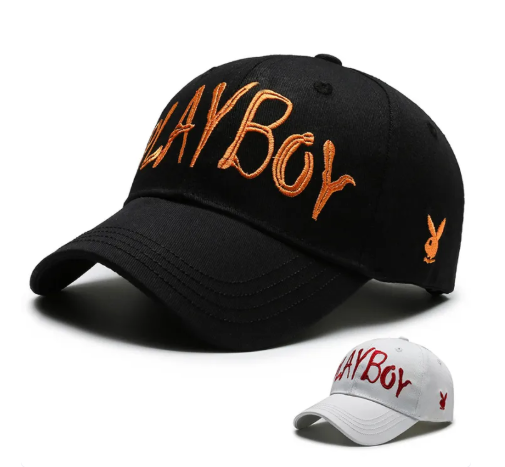 42% OFF PLAYBOY Pure Cotton Colour Quality Baseball Cap Long Brim Visor Cap Trend Personality Brand Big Letter Baseball Cap
