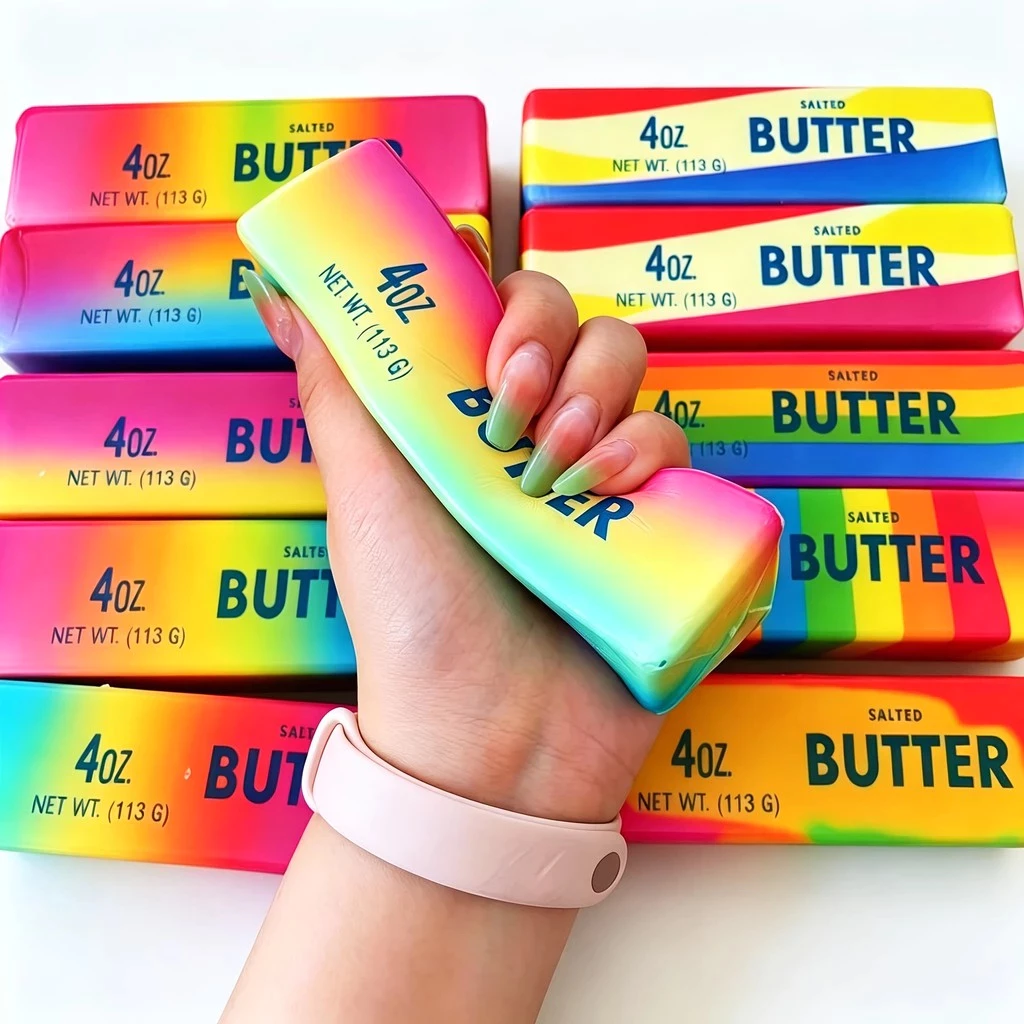 54% OFF 2026 Rainbow Butter Squishy Toy, Soft Slow Rising Squeeze Toys, Relief Sensory Fidget Butter Shape
