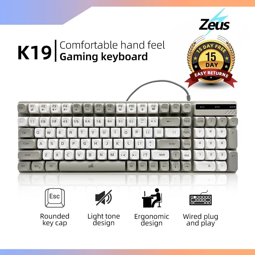 64% OFF Zeus K-19 Wired Membrane Gaming Keyboard 98 Keys 3 Spell Color Matching Game Keyboard LED Backlight