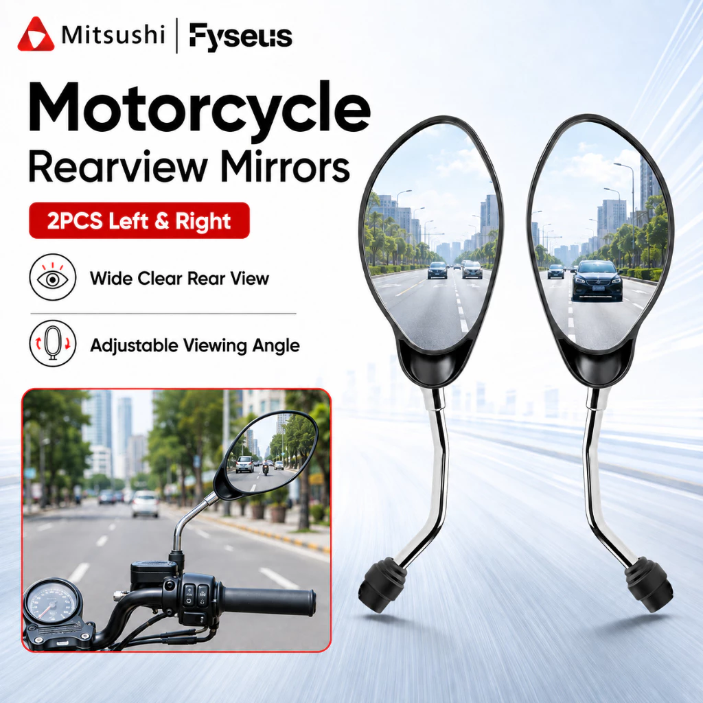 70% OFF Fyseus X Mitsushi Motorcycle Rearview Mirror HD Glass Wide View Adjustable Durable Universal