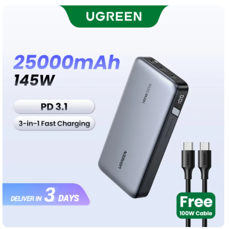 29% OFF UGREEN 20000mAh 25000mAh Powerbank PD 145W Fast Charging Powerbank 10000mAh PD 20W for Dell Lenovo MacBook Air SAMSUNG S26 S25 Ultra xiaomi iPhone 18 17 pro max Mobile Phones Power Adapter
